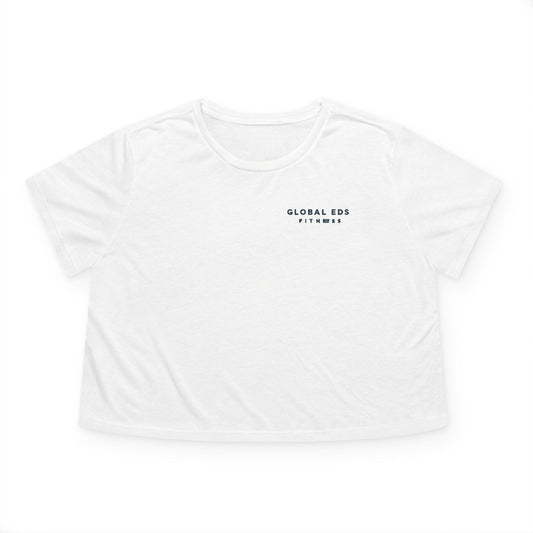 Women's Flowy Cropped Tee, Casual Summer Top, Dance Workout Shirt, Graphic Tee for Fitness, Trendy Activewear