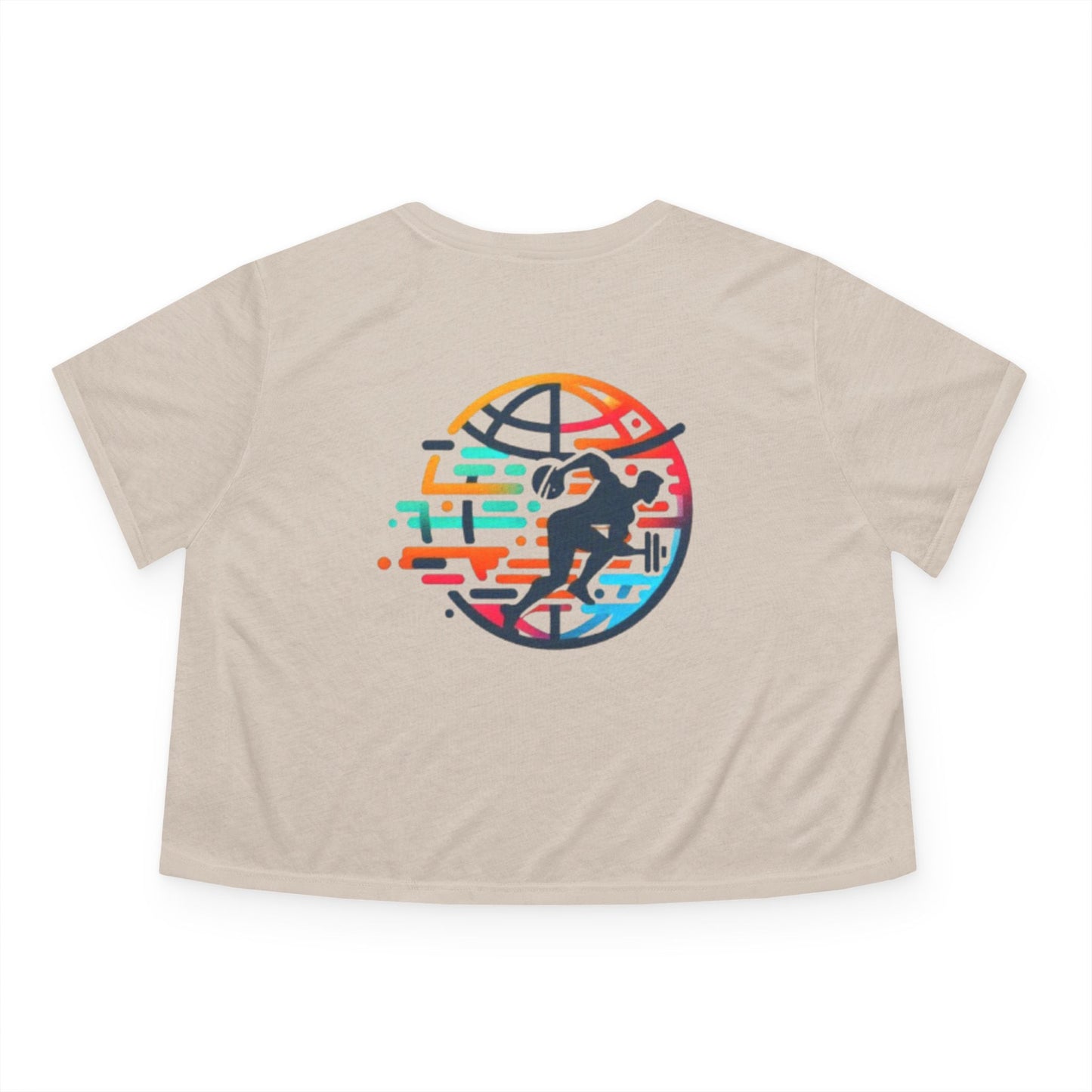 Women's Flowy Cropped Tee, Casual Summer Top, Dance Workout Shirt, Graphic Tee for Fitness, Trendy Activewear